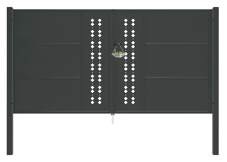CNC STEEL GATE ESSENCE WIDTH 300CM & HEIGHT 160CM BLACK SQUARE POST & FRAME