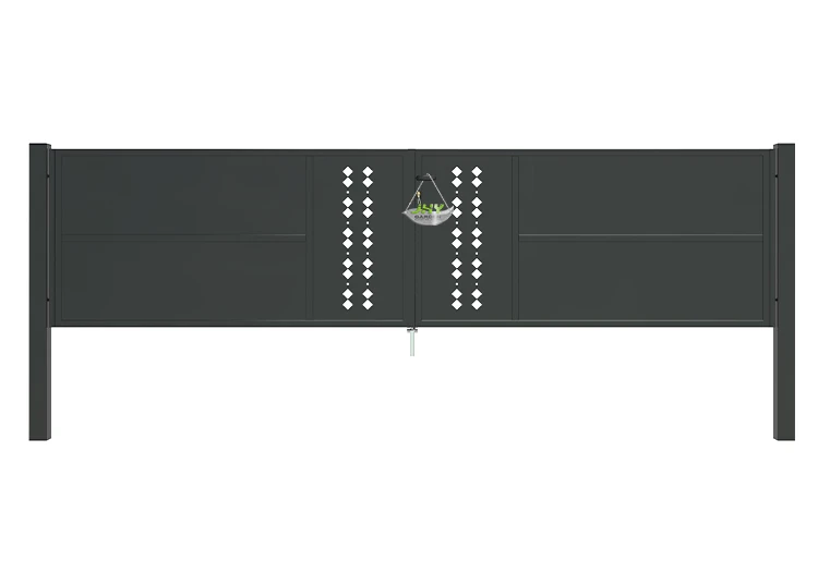 CNC STEEL GATE ESSENCE WIDTH 400CM & HEIGHT 100CM BLACK SQUARE POST & FRAME