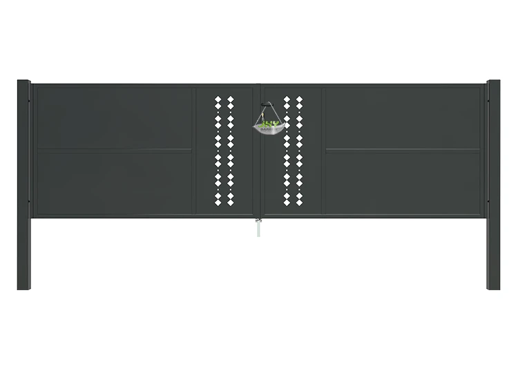 CNC STEEL GATE ESSENCE WIDTH 400CM & HEIGHT 120CM BLACK SQUARE POST & FRAME