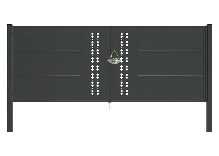 CNC STEEL GATE ESSENCE WIDTH 400CM & HEIGHT 160CM BLACK SQUARE POST & FRAME