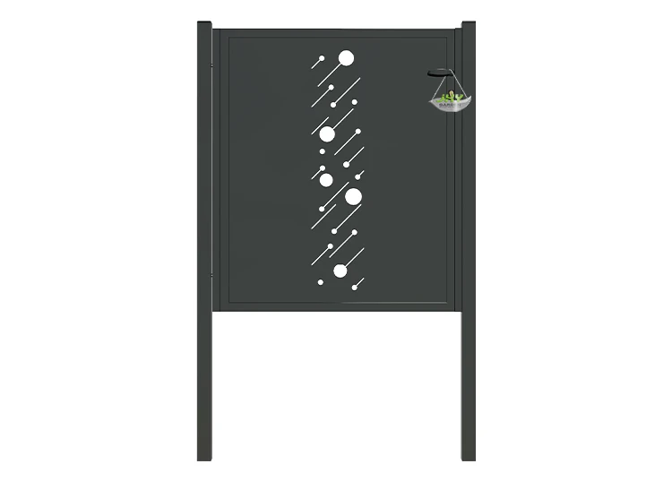 CNC STEEL GATE STARRY WIDTH 100CM & HEIGHT 120CM GREEN & GREY SQUARE POST & FRAME