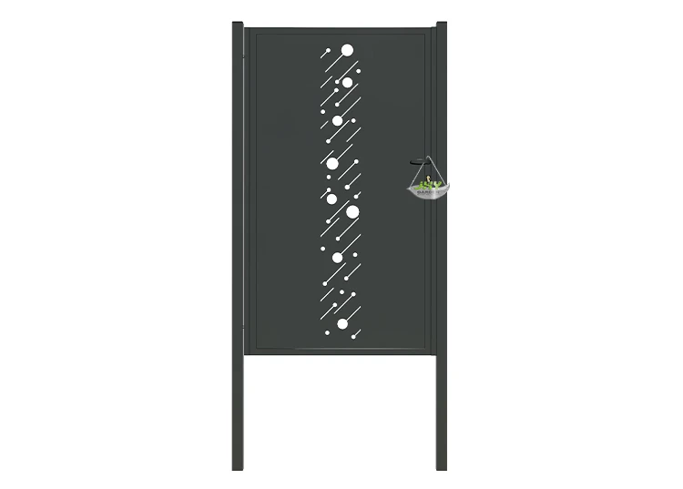 CNC STEEL GATE STARRY WIDTH 100CM & HEIGHT 180CM GREEN & GREY SQUARE POST & FRAME