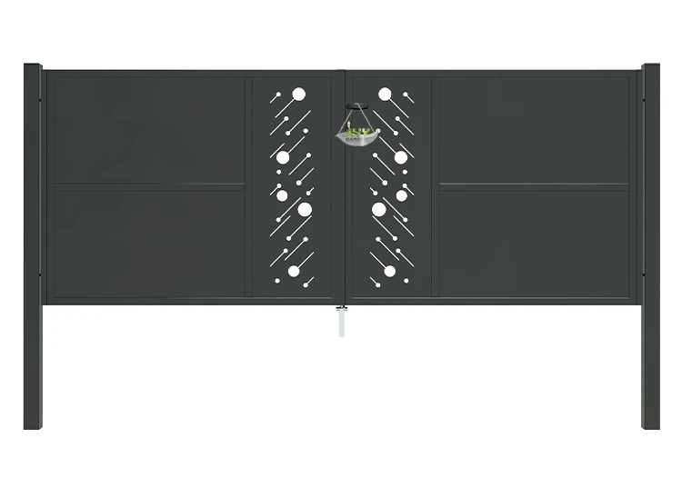 CNC STEEL GATE STARRY WIDTH 300CM & HEIGHT 120CM BLACK SQUARE POST & FRAME