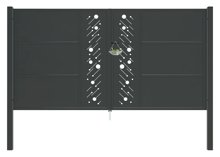 CNC STEEL GATE STARRY WIDTH 300CM & HEIGHT 160CM BLACK SQUARE POST & FRAME