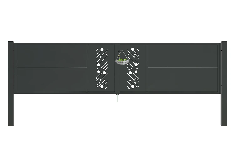 CNC STEEL GATE STARRY WIDTH 400CM & HEIGHT 100CM BLACK SQUARE POST & FRAME