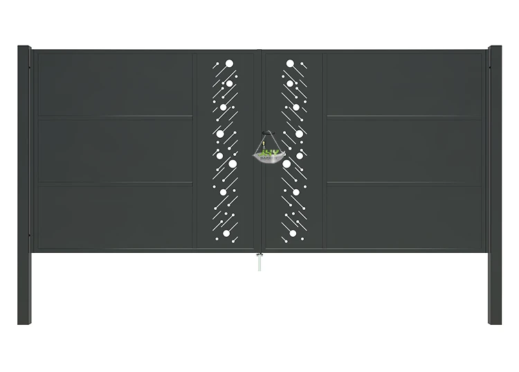 CNC STEEL GATE STARRY WIDTH 400CM & HEIGHT 180CM BLACK SQUARE POST & FRAME