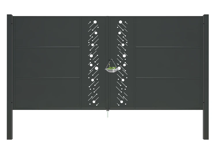 CNC STEEL GATE STARRY WIDTH 400CM & HEIGHT 200CM BLACK SQUARE POST & FRAME