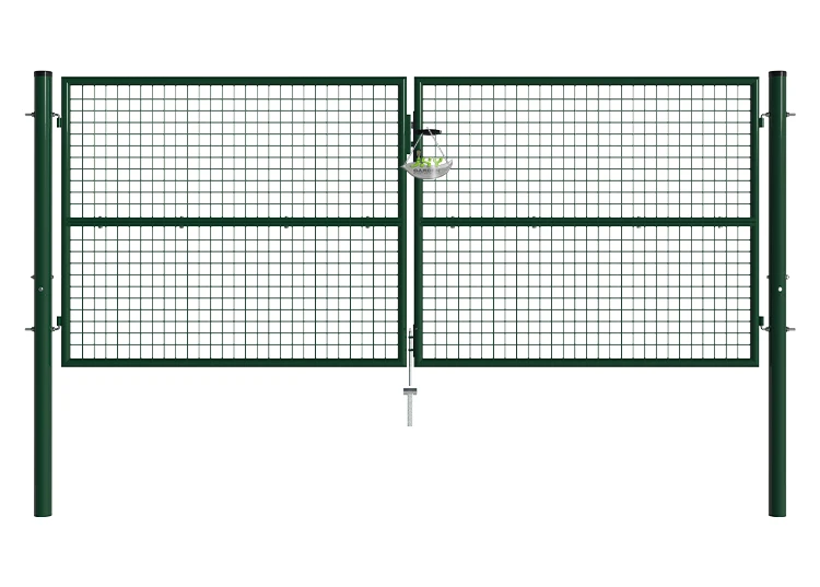 COMPOSITE FENCING GATE WIDTH 300CM & HEIGHT 125CM GREEN & GREY SQUARE POST & FRAME