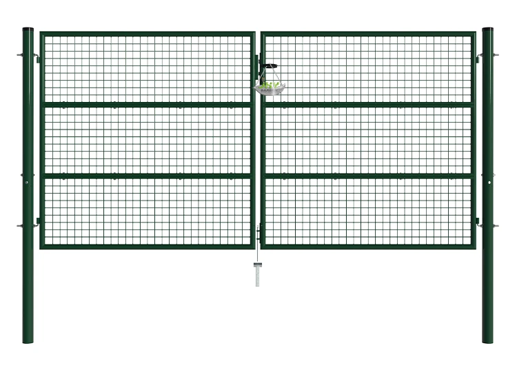 COMPOSITE FENCING GATE WIDTH 300CM & HEIGHT 150CM GREEN & GREY SQUARE POST & FRAME
