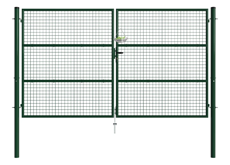 COMPOSITE FENCING GATE WIDTH 300CM & HEIGHT 175CM GREEN & GREY SQUARE POST & FRAME