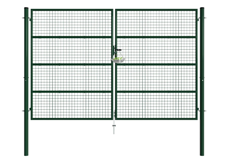 COMPOSITE FENCING GATE WIDTH 300CM & HEIGHT 200CM GREEN & GREY SQUARE POST & FRAME