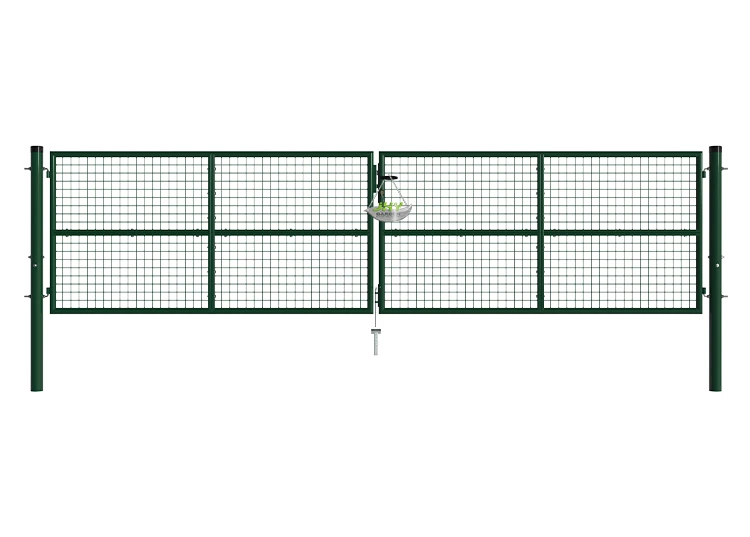 COMPOSITE FENCING GATE WIDTH 400CM & HEIGHT 100CM GREEN & GREY SQUARE POST & FRAME