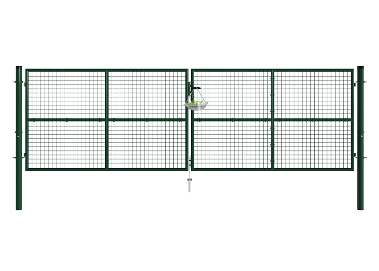 COMPOSITE FENCING GATE WIDTH 400CM & HEIGHT 125CM GREEN & GREY SQUARE POST & FRAME