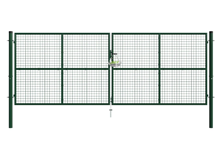 COMPOSITE FENCING GATE WIDTH 400CM & HEIGHT 150CM GREEN & GREY SQUARE POST & FRAME