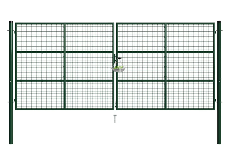 COMPOSITE FENCING GATE WIDTH 400CM & HEIGHT 175CM GREEN & GREY SQUARE POST & FRAME