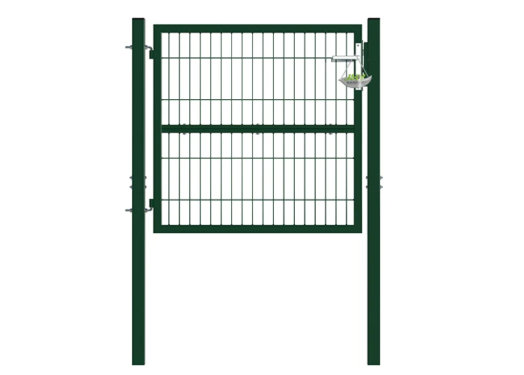 COMPOSITE WIRE MESH GARDEN GATE WIDTH 100CM & HEIGHT 100CM GREEN & GREY SQUARE POST & FRAME