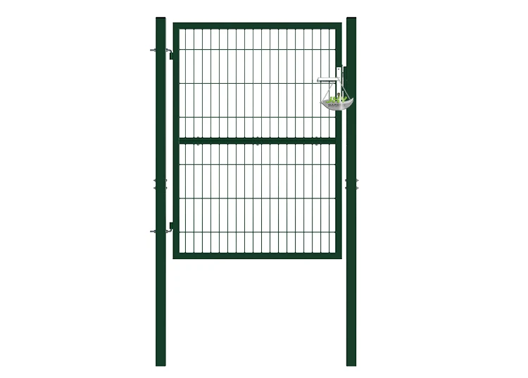 COMPOSITE WIRE MESH GARDEN GATE WIDTH 100CM & HEIGHT 140CM GREEN & GREY SQUARE POST & FRAME