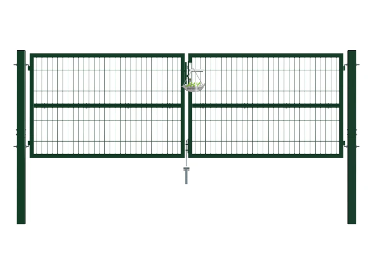 COMPOSITE WIRE MESH GARDEN GATE WIDTH 300CM & HEIGHT 100CM GREEN & GREY SQUARE POST & FRAME