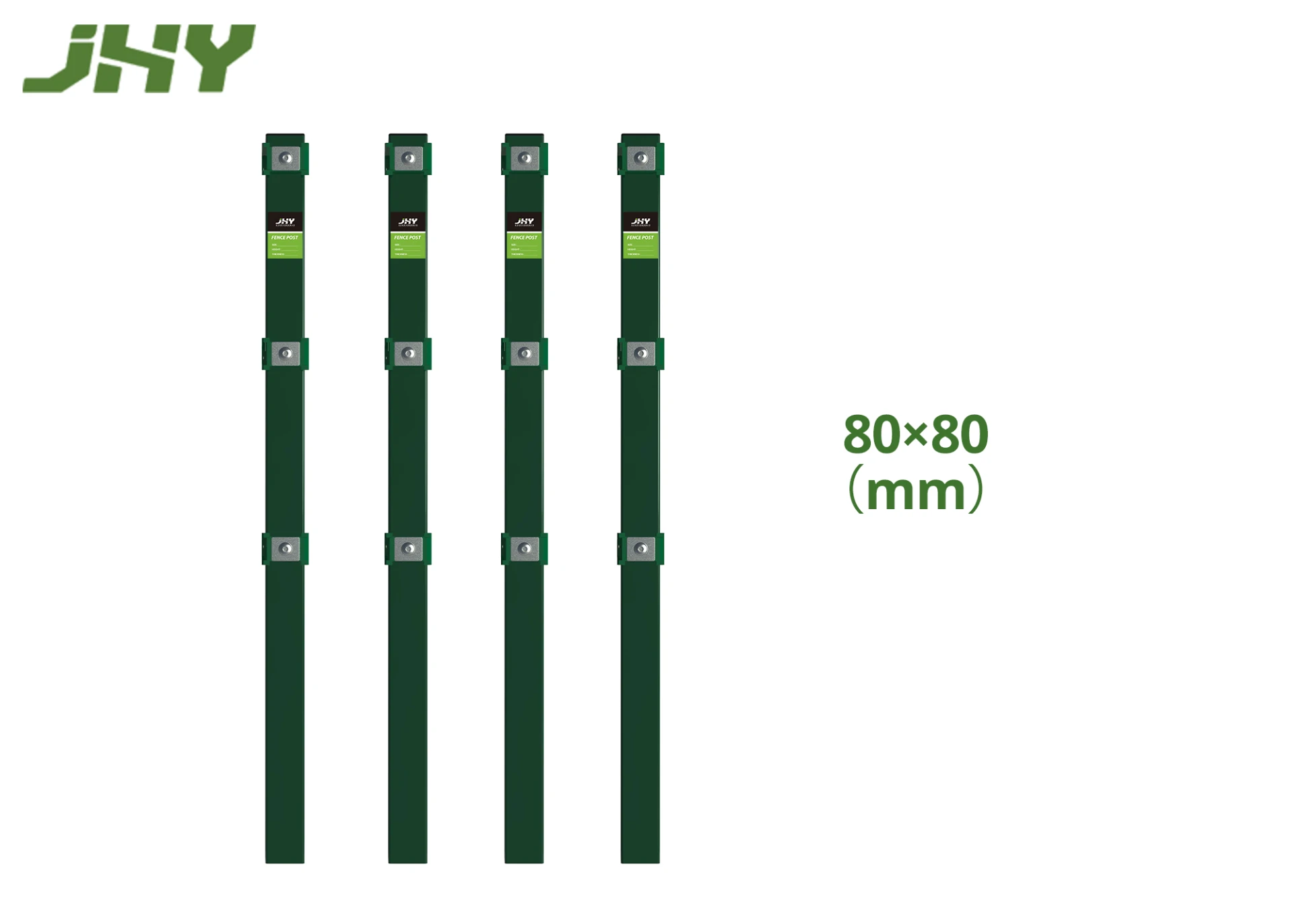 Green Square Metal Fence Post.webp