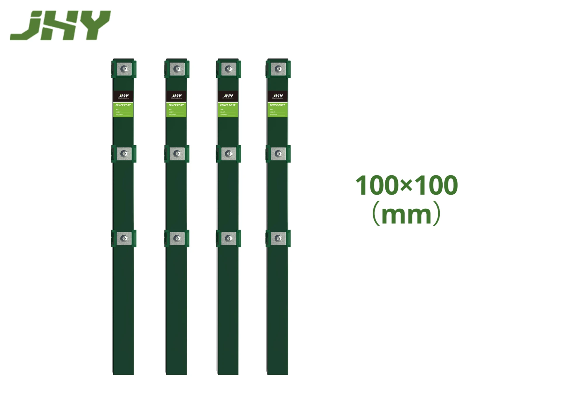 Green Square Metal Fence Post.webp