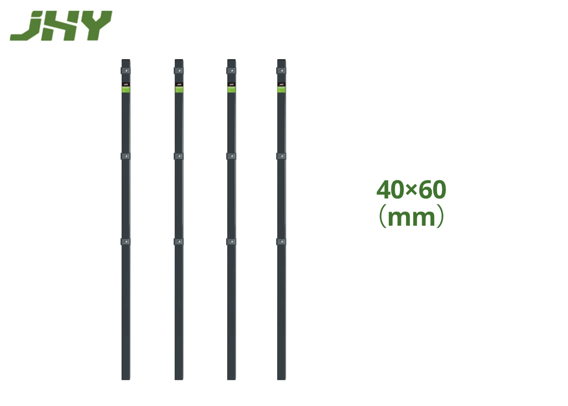 Grey Square Metal Fence Post.webp