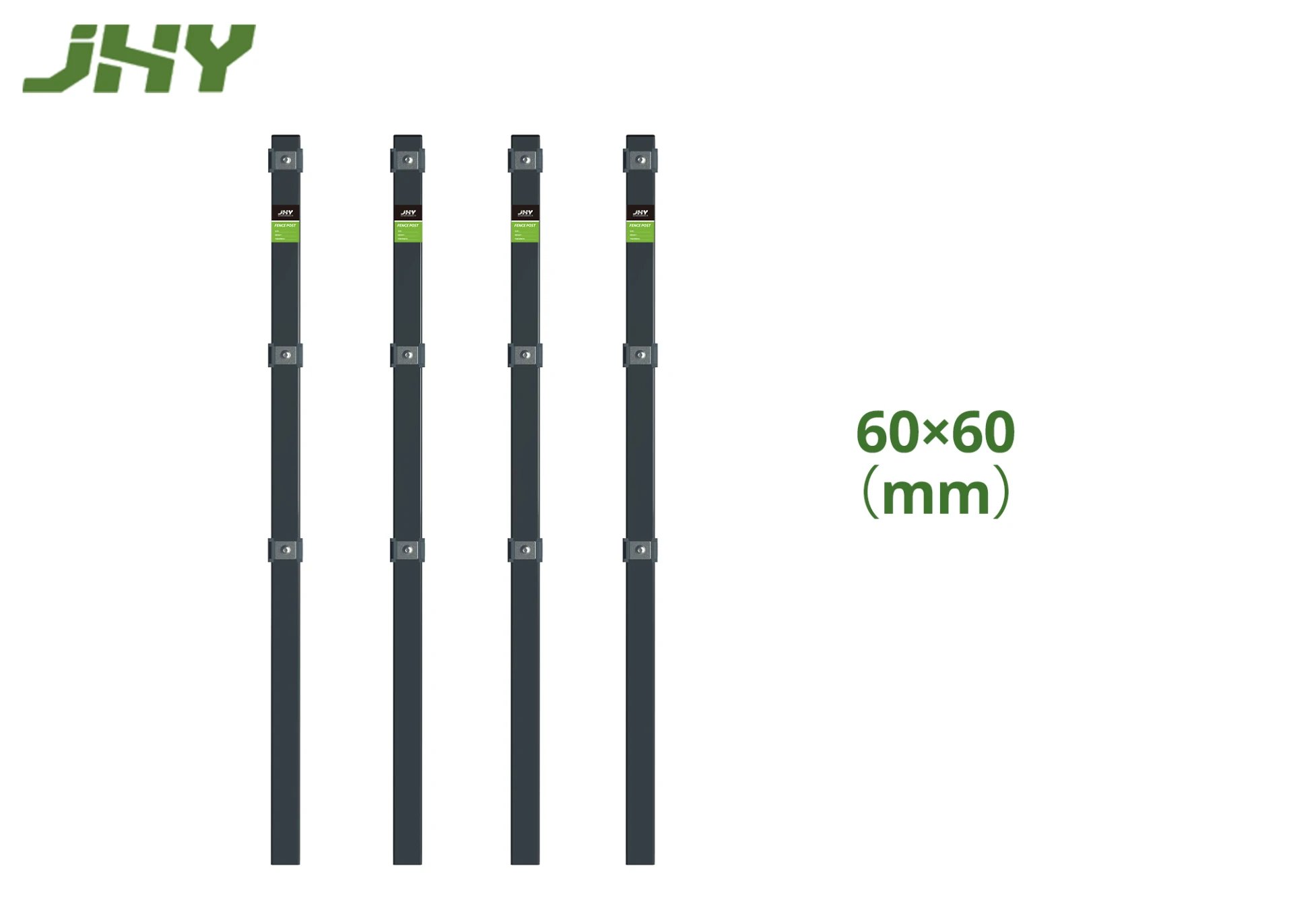 Grey Square Metal Fence Post.webp