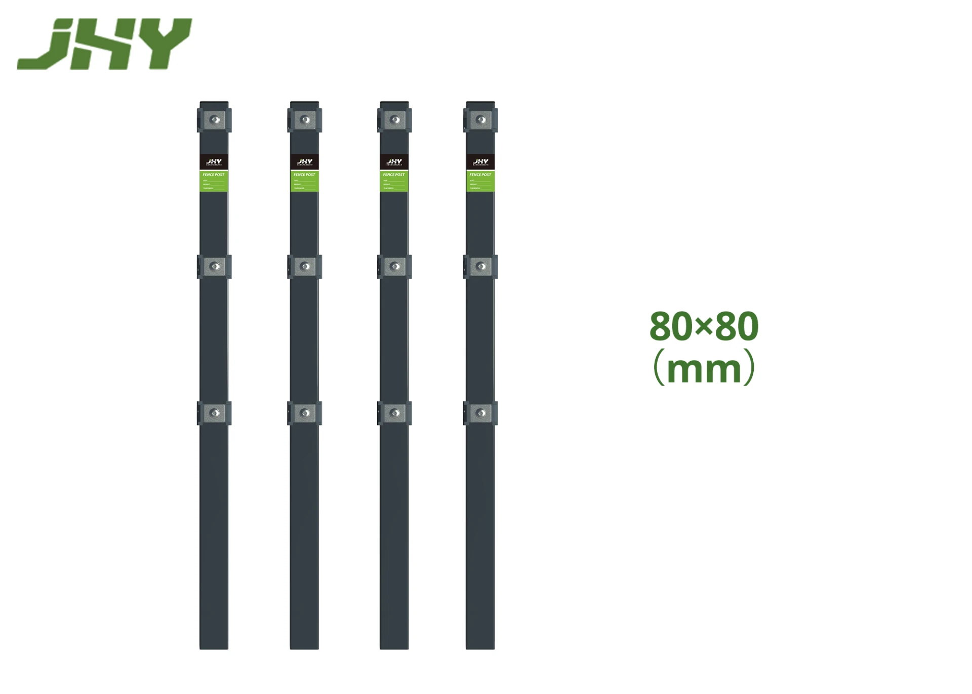 Grey Square Metal Fence Post.webp