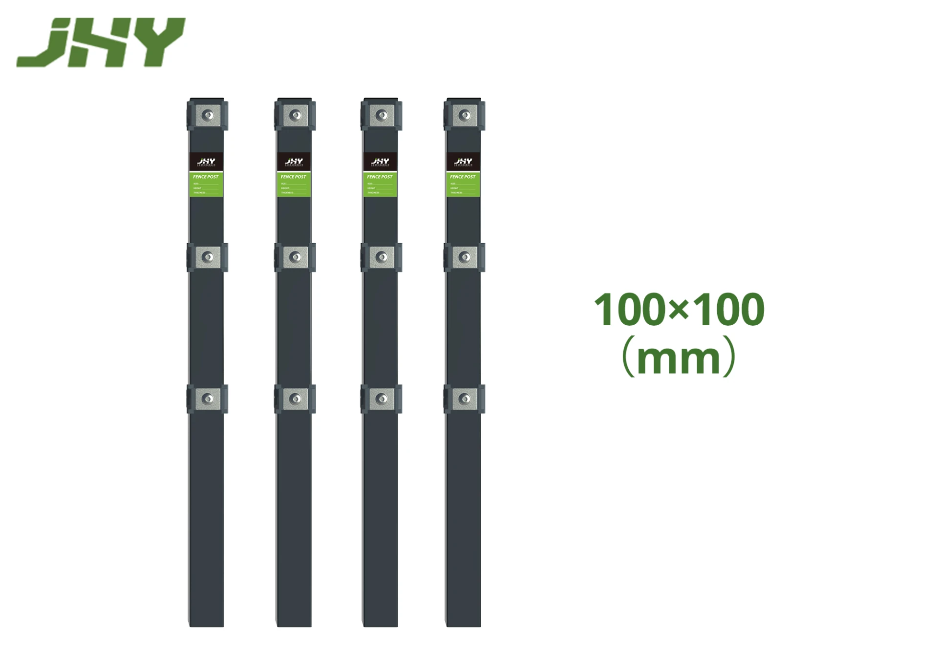 Grey Square Metal Fence Post.webp