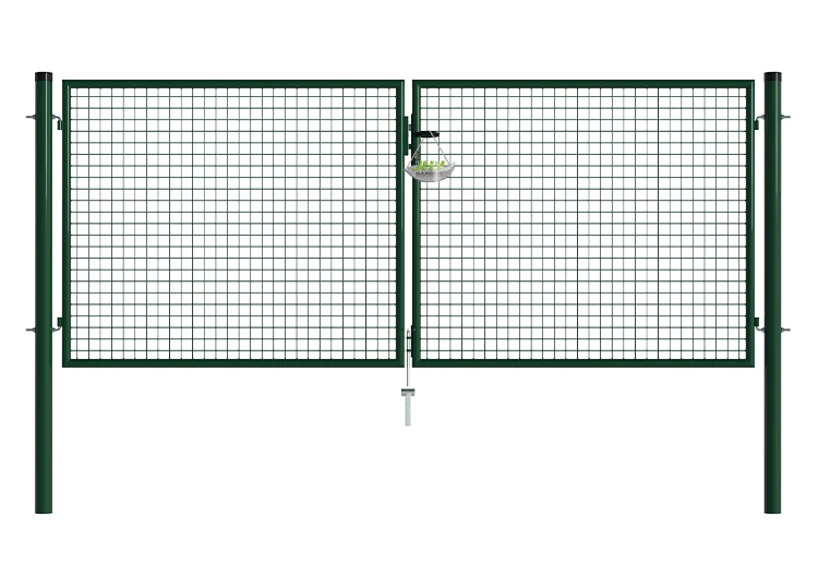MESH FENCE GARDEN GATES WIDTH 300CM & HEIGHT 125CM GREEN & GREY SQUARE POST & FRAME