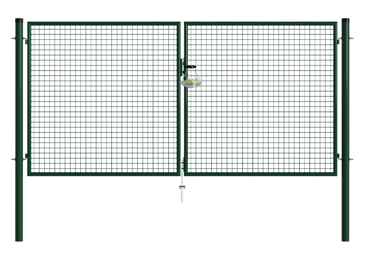 MESH FENCE GARDEN GATES WIDTH 300CM & HEIGHT 150CM GREEN & GREY SQUARE POST & FRAME