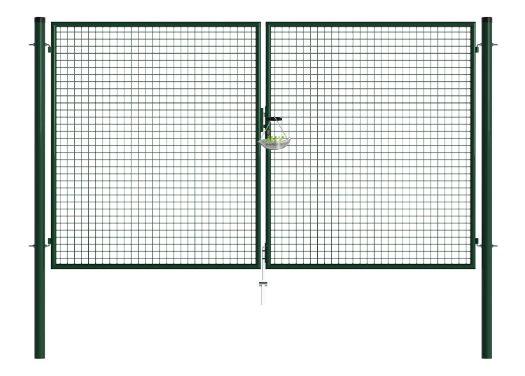 MESH FENCE GARDEN GATES WIDTH 300CM & HEIGHT 175CM GREEN & GREY SQUARE POST & FRAME