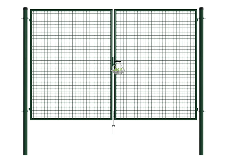 MESH FENCE GARDEN GATES WIDTH 300CM & HEIGHT 200CM GREEN & GREY SQUARE POST & FRAME