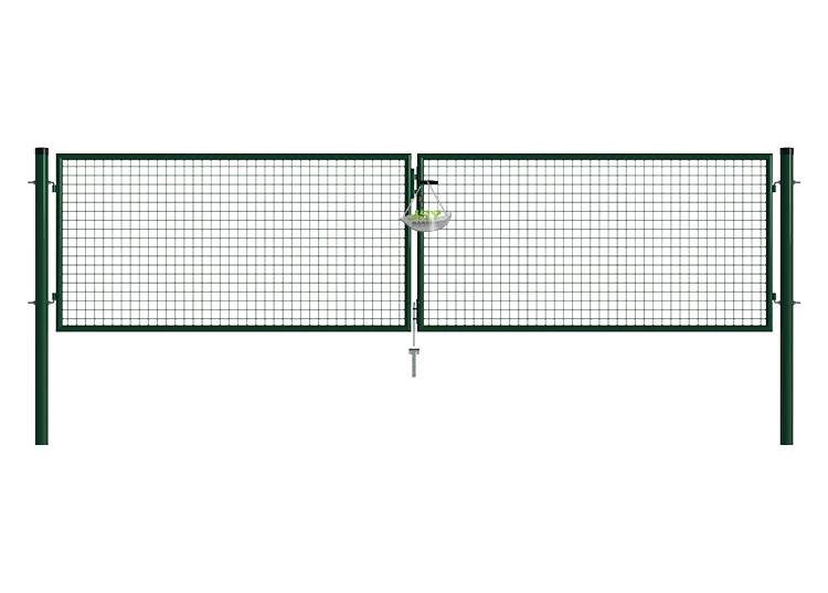 MESH FENCE GARDEN GATES WIDTH 400CM & HEIGHT 100CM GREEN & GREY SQUARE POST & FRAME