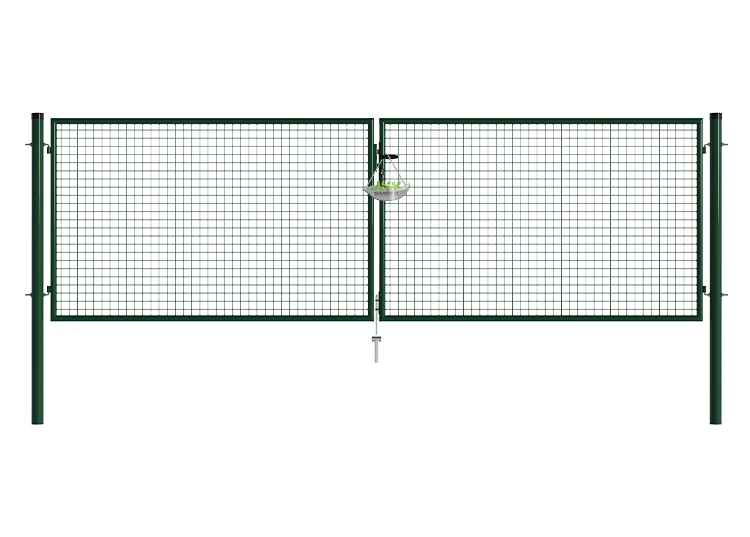 MESH FENCE GARDEN GATES WIDTH 400CM & HEIGHT 125CM GREEN & GREY SQUARE POST & FRAME