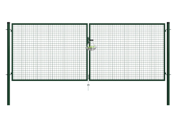 MESH FENCE GARDEN GATES WIDTH 400CM & HEIGHT 150CM GREEN & GREY SQUARE POST & FRAME