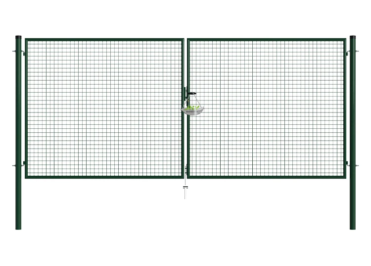 MESH FENCE GARDEN GATES WIDTH 400CM & HEIGHT 175CM GREEN & GREY SQUARE POST & FRAME