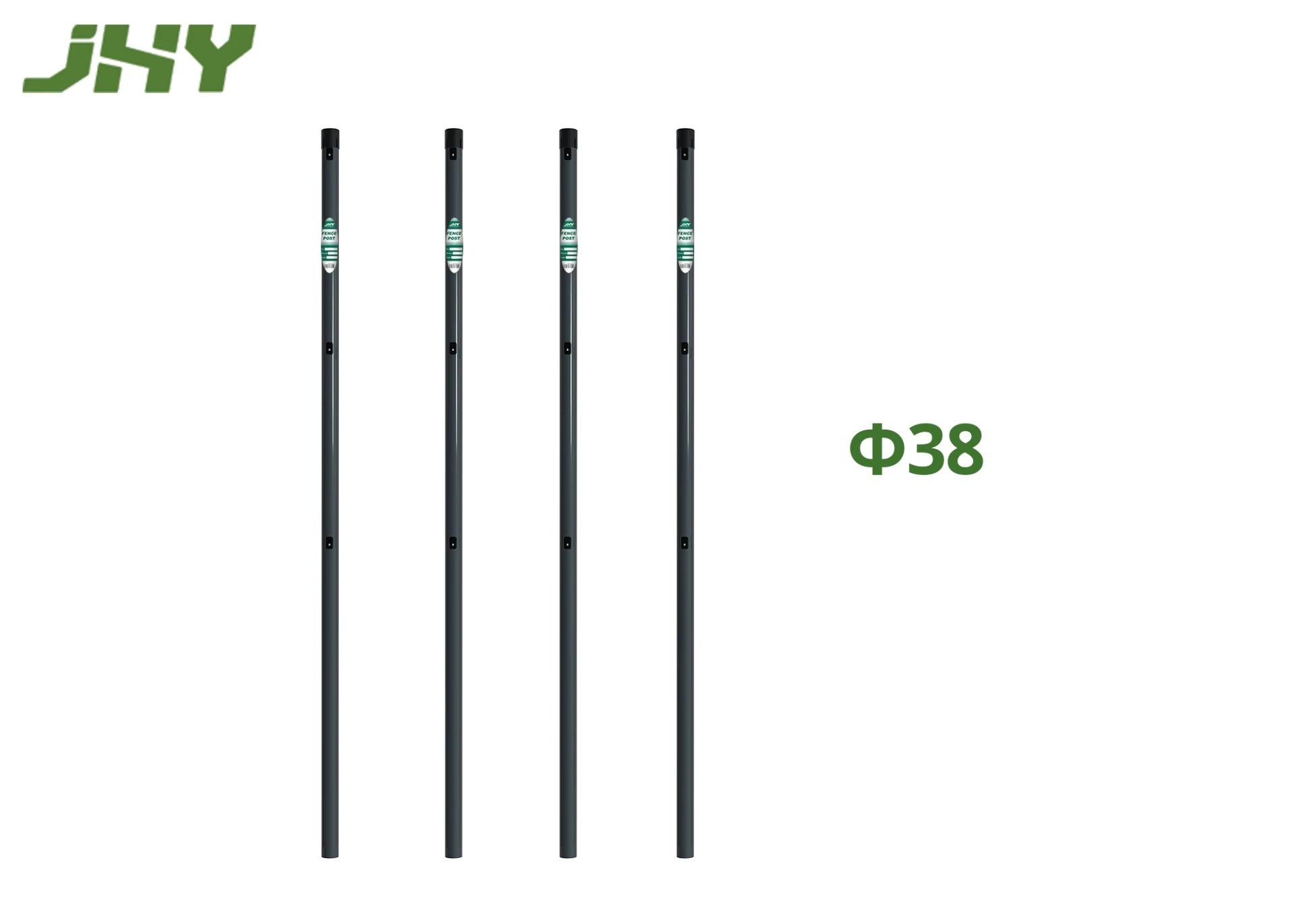 Round Metal Fence Post Grey.webp1