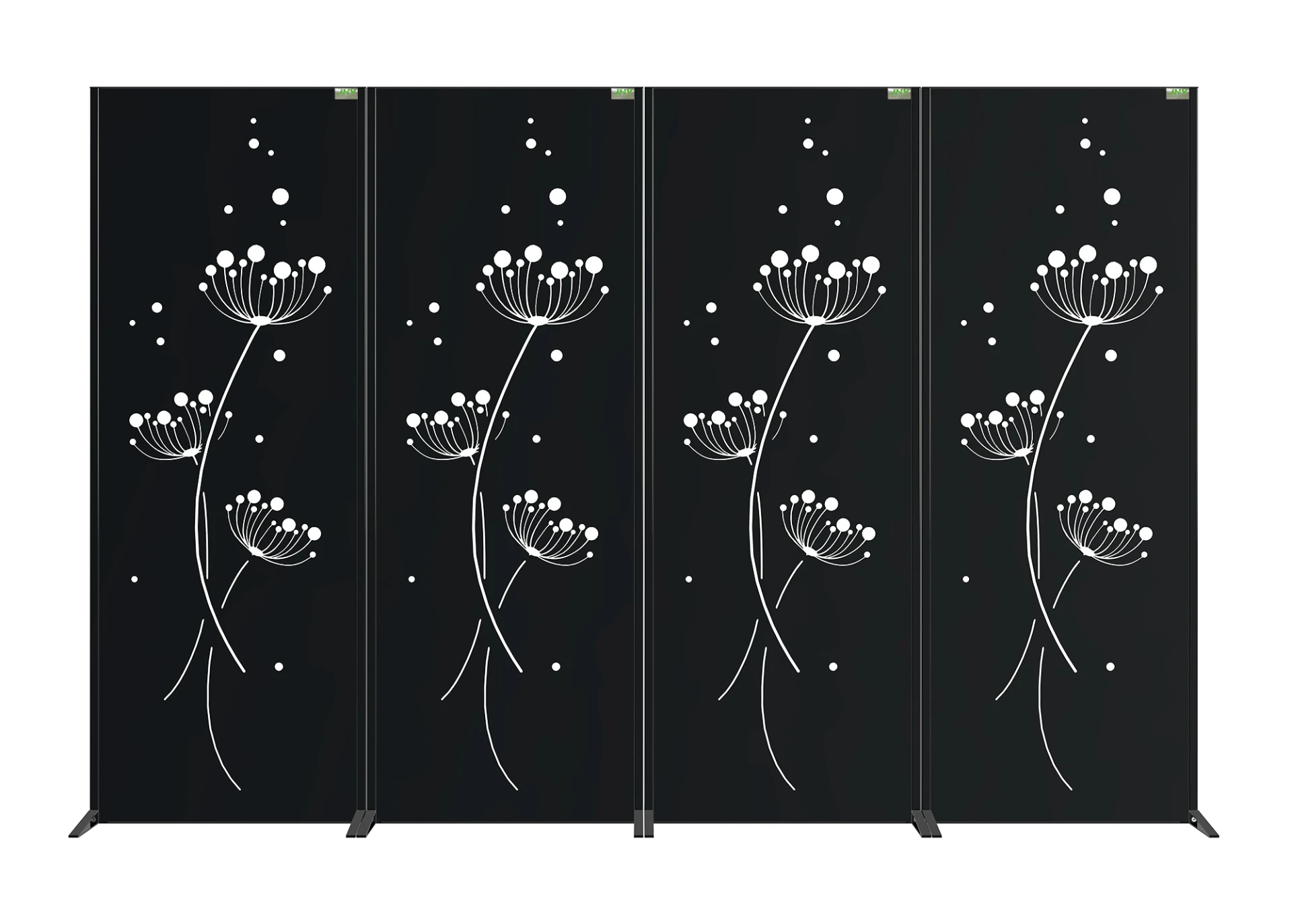 STEEL DECORATIVE GARDEN SCREEN DANDELION WIDTH 60CM & HEIGHT 160CM BLACK