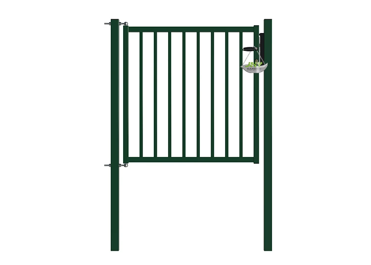 TUBULAR GARDEN GATE WIDTH 100CM & HEIGHT 100CM GREEN & GREY SQUARE POST & FRAME