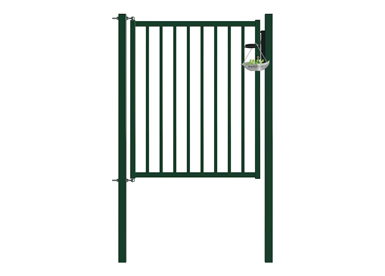 TUBULAR GARDEN GATE WIDTH 100CM & HEIGHT 120CM GREEN & GREY SQUARE POST & FRAME