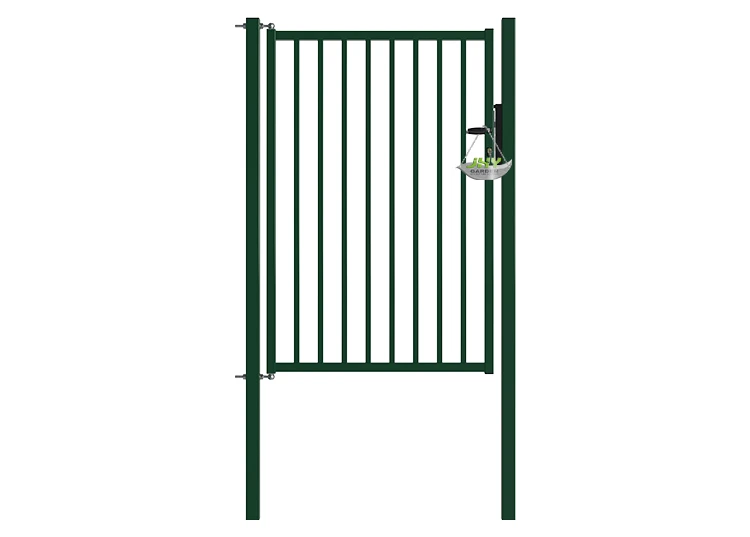 TUBULAR GARDEN GATE WIDTH 100CM & HEIGHT 150CM GREEN & GREY SQUARE POST & FRAME