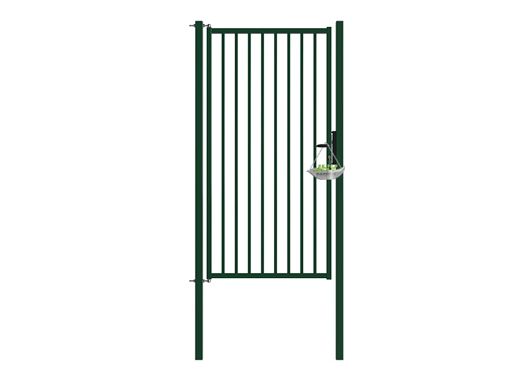TUBULAR GARDEN GATE WIDTH 100CM & HEIGHT 200CM GREEN & GREY SQUARE POST & FRAME