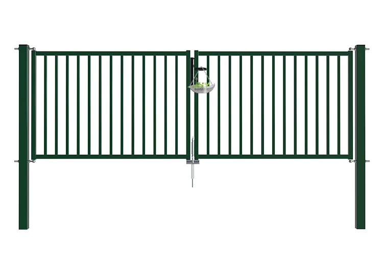 TUBULAR GARDEN GATE WIDTH 300CM & HEIGHT 100CM GREEN & GREY SQUARE POST & FRAME