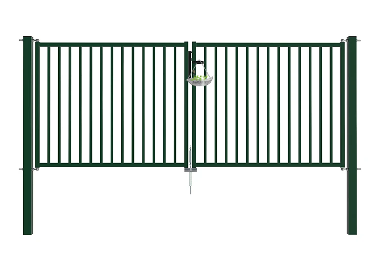 TUBULAR GARDEN GATE WIDTH 300CM & HEIGHT 120CM GREEN & GREY SQUARE POST & FRAME