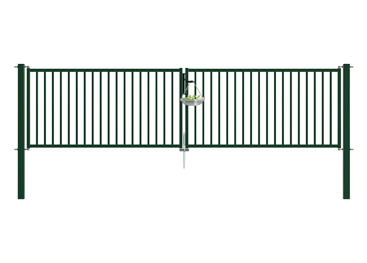 TUBULAR GARDEN GATE WIDTH 400CM & HEIGHT 100CM GREEN & GREY SQUARE POST & FRAME