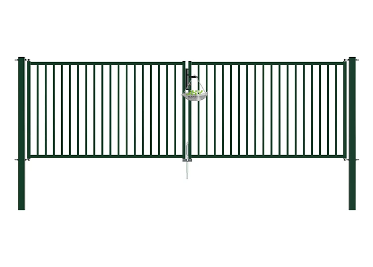 TUBULAR GARDEN GATE WIDTH 400CM & HEIGHT 120CM GREEN & GREY SQUARE POST & FRAME