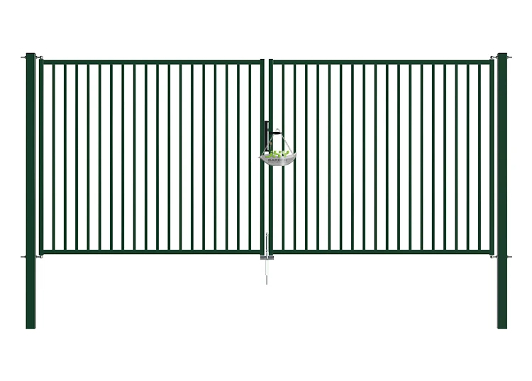 TUBULAR GARDEN GATE WIDTH 400CM & HEIGHT 170CM GREEN & GREY SQUARE POST & FRAME