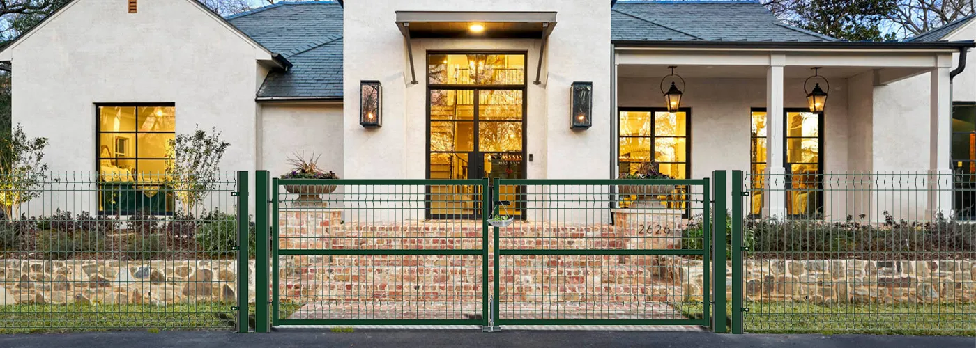 3D FENCING GARDEN GATE WIDTH 300CM & HEIGHT 100CM GREEN & GREY SQUARE POST & FRAME