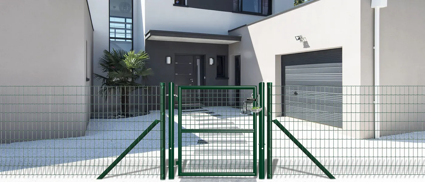 COMPOSITE FENCING GATE WIDTH 100CM & HEIGHT 100CM GREEN & GREY SQUARE POST & FRAME