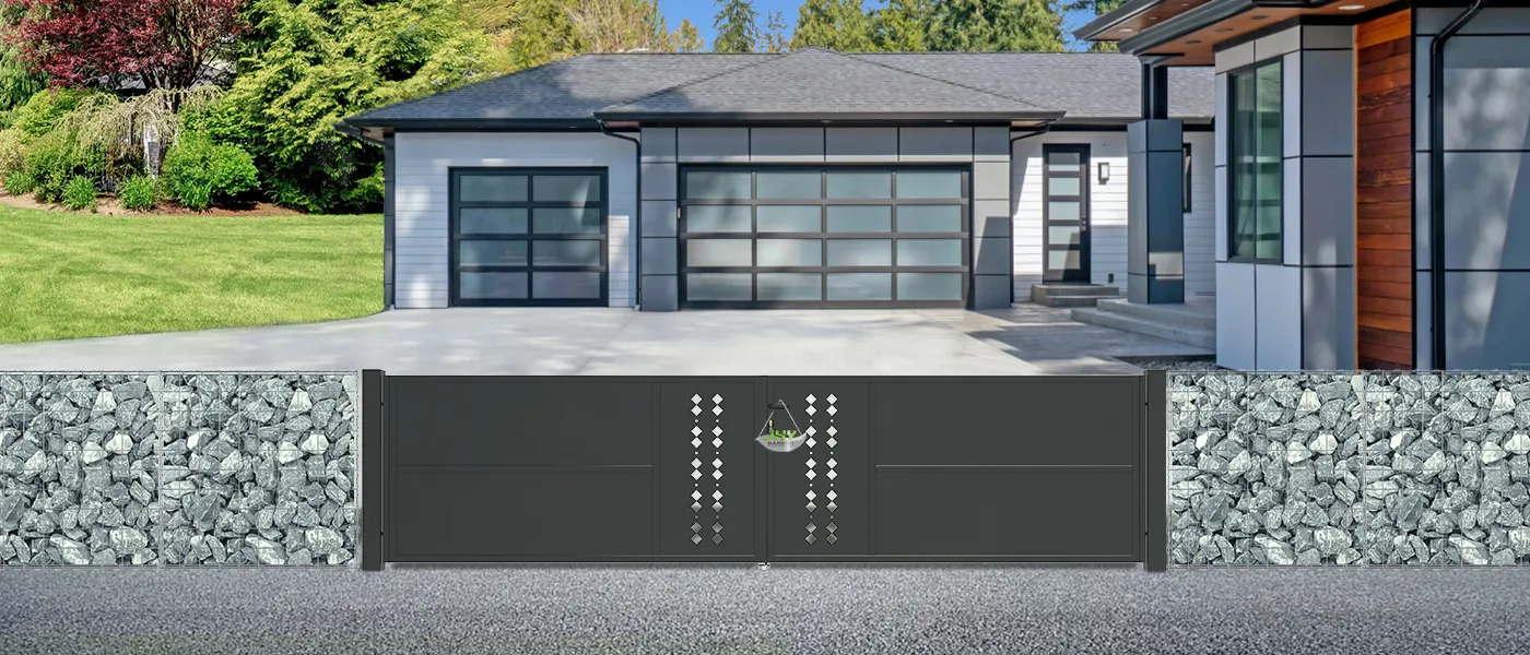 CNC STEEL GATE ESSENCE WIDTH 400CM & HEIGHT 100CM BLACK SQUARE POST & FRAME